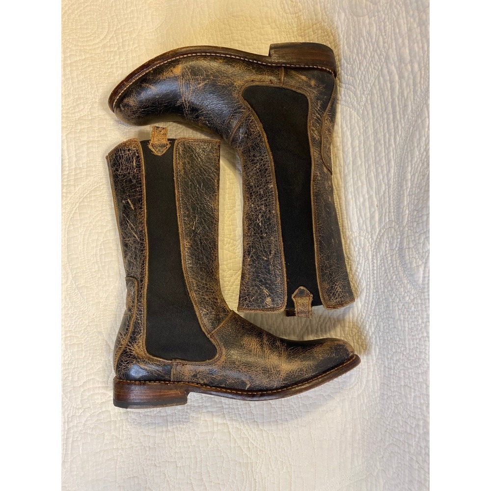 Bed Stu Cobbler Series Distressed Leather Mid Calf Chelsea Boots Brown Womens 9 - Picture 5 of 11